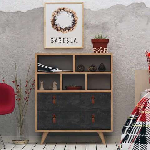 Dulap, Mod Design, Marco, 70x85 cm, PAL, Stejar / Gri închis