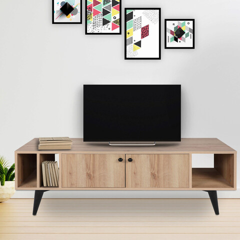Comoda TV, Mod Design, Sidney, 150x40x50 cm, PAL, Stejar / Negru