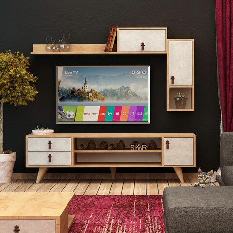Comoda TV, Mod Design, Eleva, PAL, Stejar / Alb