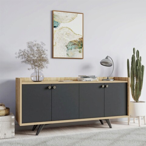 Consola, Mod Design, Piran, 150x75x40 cm, PAL, Antracit / Stejar