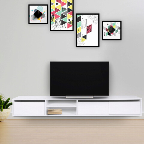 Comoda TV, Mod Design, Dublin, 180x30x25 cm, PAL, Alb