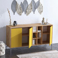 Consola, Mod Design, KAJA, 140x94x40 cm, PAL, Stejar / Galben