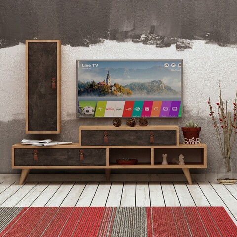Comoda TV, Mod Design, Joseph, PAL, Stejar / Gri închis
