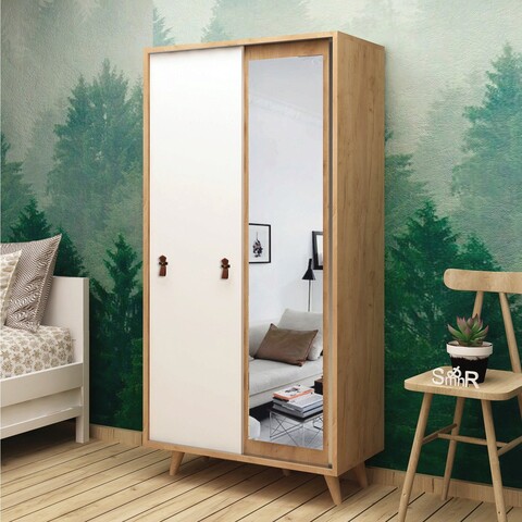 Dulap pentru haine, Mod Design, Yahha, 100x190x60 cm, PAL, Stejar / Alb
