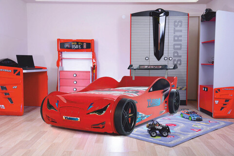 Pat pentru copii Car, Musvenus, Eko, 120x60x230 cm, PAL, Multicolor