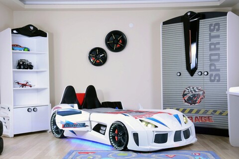 Pat pentru copii Car, Musvenus, Mnv3, 130x60x235 cm, PAL, Multicolor