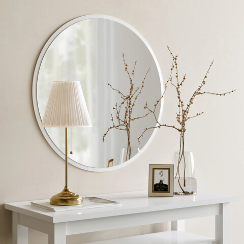 Oglinda decorativa, Neostill, Dekoratif Yuvarlak Ayna Beyaz A706, 60x60x2 cm, MDF , Alb