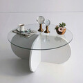 Masuta de cafea, Neostill, Bubble, 75x35x75 cm, Sticla temperata , Alb