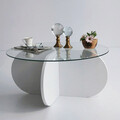 Masuta de cafea, Neostill, Bubble, 75x35x75 cm, Sticla temperata , Alb