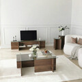 Set masute 2 piese, Neostill, Lily, Sticla temperata , Maro