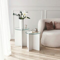 Set masute 2 piese, Neostill, Lily, Sticla temperata , Alb