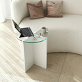 Set masute 2 piese, Neostill, Lily, Sticla temperata , Alb
