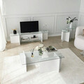Set masute 2 piese, Neostill, Lily, Sticla temperata , Alb