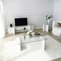 Set masute 2 piese, Neostill, Lily, Sticla temperata , Alb
