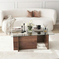 Masuta de cafea, Neostill, New Escape, 105x40x65 cm, Sticla temperata , Maro