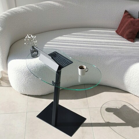 Masuta de cafea, Neostill, Fagioli, 70x75x40 cm, Sticla temperata, Negru