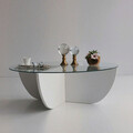 Masuta de cafea, Neostill, Lily, 90x30x90 cm, Sticla temperata , Alb
