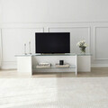 Comoda TV, Neostill, Escape TV, 158x40x35 cm, Sticla temperata , Alb