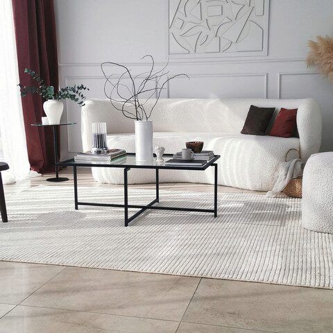 Masuta de cafea, Neostill, Sun S408, 94x35x64 cm, Sticla temperata, Negru