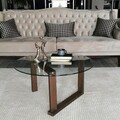 Masuta de cafea, Neostill, Yuvarlak Cam Orta Sehpa S300, 80x41x80 cm, Lemn masiv, Maro