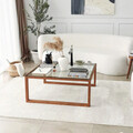 Masuta de cafea, Neostill, Via, 90x40x90 cm, Sticla temperata, Lemn