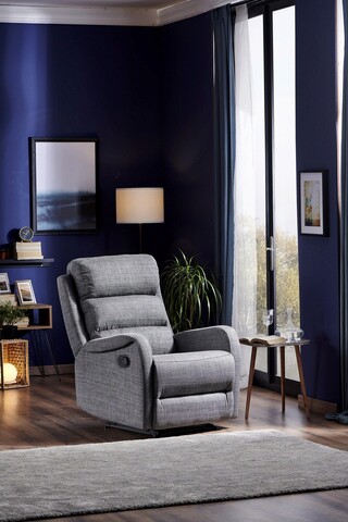 Fotoliu cu recliner, Niron, Comfort TV, 80x105x80 cm, Recliner cu mecanism manual, Gri