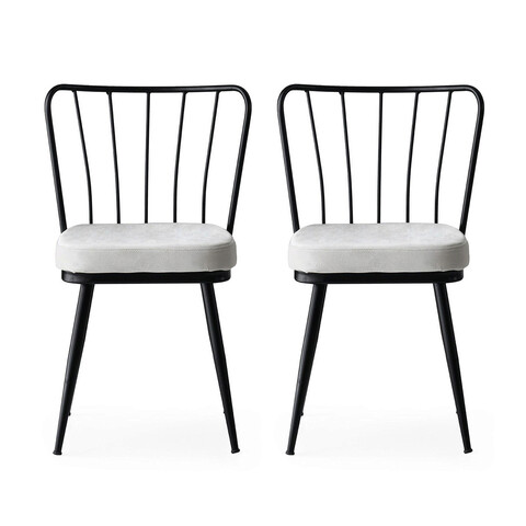 Set scaune 2 piese, Nmobb, Yıldız -940 V2, Metal, Negru