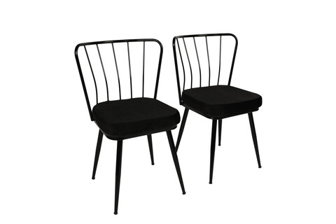 Set scaune 2 piese, Nmobb, Yıldız 943 V2, Metal, Negru
