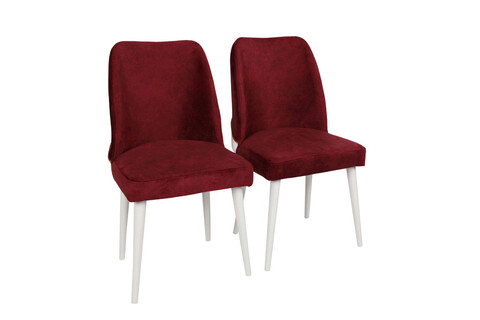 Set scaune 2 piese, Nmobb, Nova 081 V2, Metal, Roșu Claret / Alb