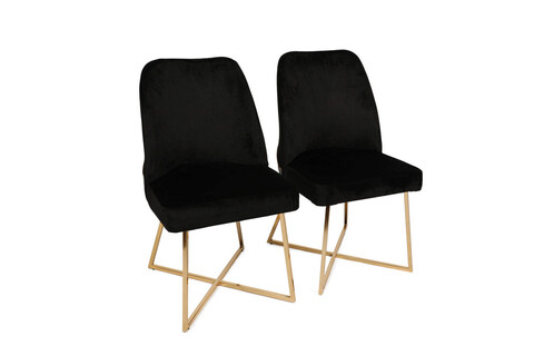 Set scaune 2 piese, Nmobb, Madrid 911 V2, Metal, Aur/Negru