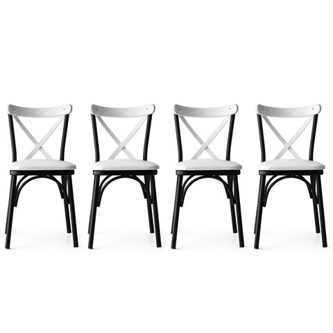 Set scaune 4 piese, Nmobb, Ekol, Metal, Alb