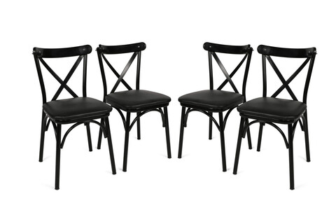 Set scaune 4 piese, Nmobb, Ekol 1331 V4, PAL, Negru