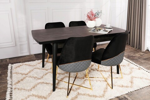 Masa extensibila, Nmobb, Inci 1143, 129x79x80 cm, PAL, Negru