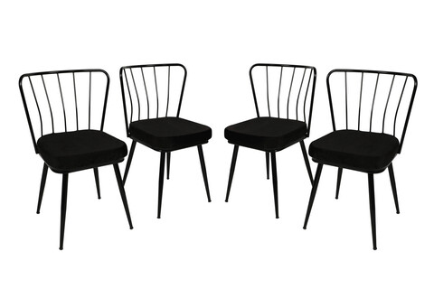 Set scaune 4 piese, Nmobb, Yıldız 943 V4, Metal, Negru